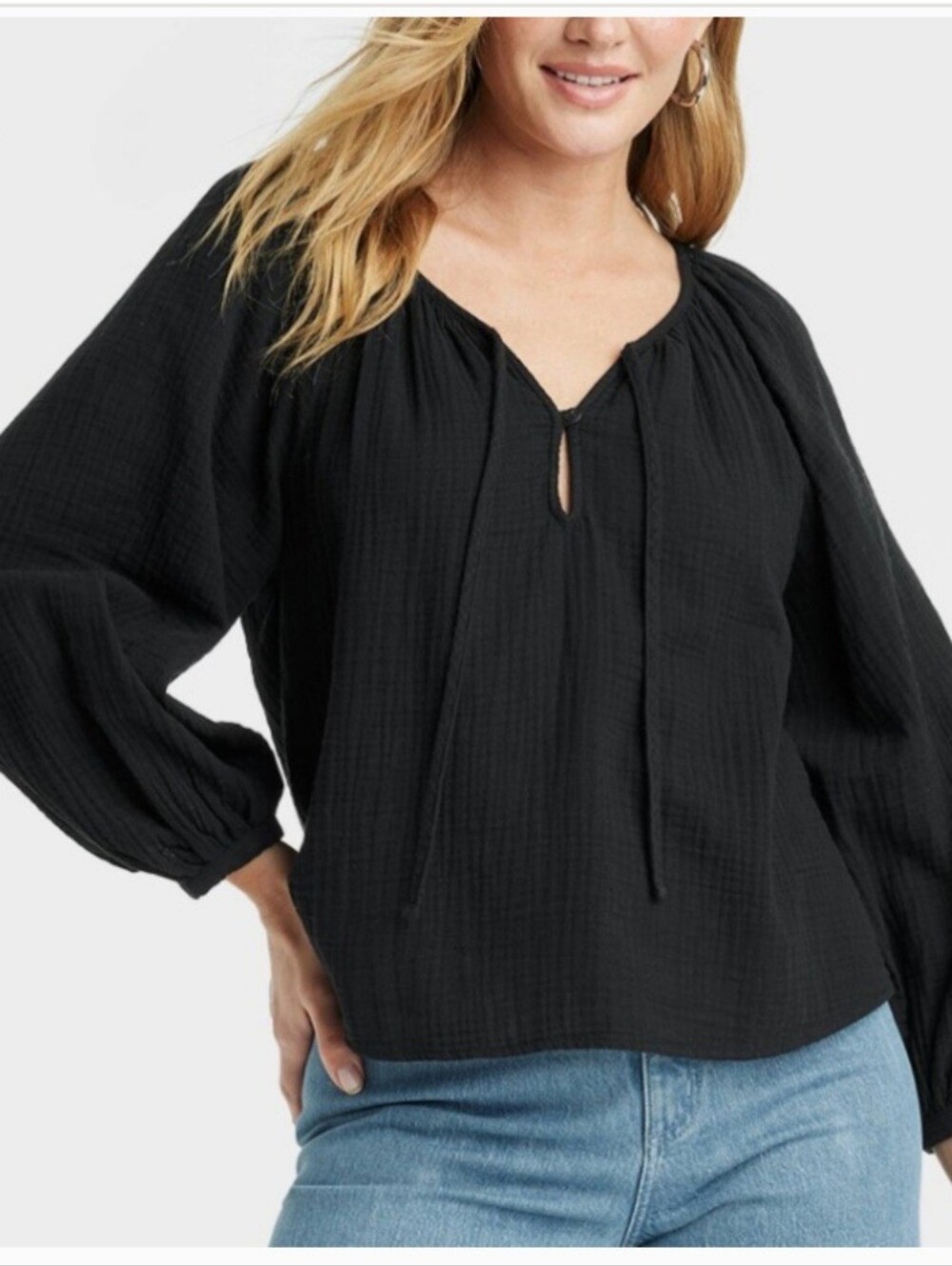Universal Thread Black Peasant Blouse Sz S